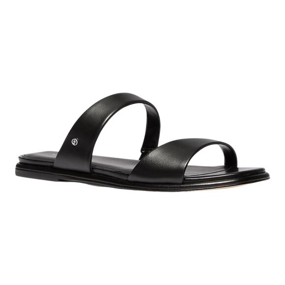 Michael Kors Women's Jaida Leather Slides Sandals Black Size 6 1/2 - Picture 1 of 3